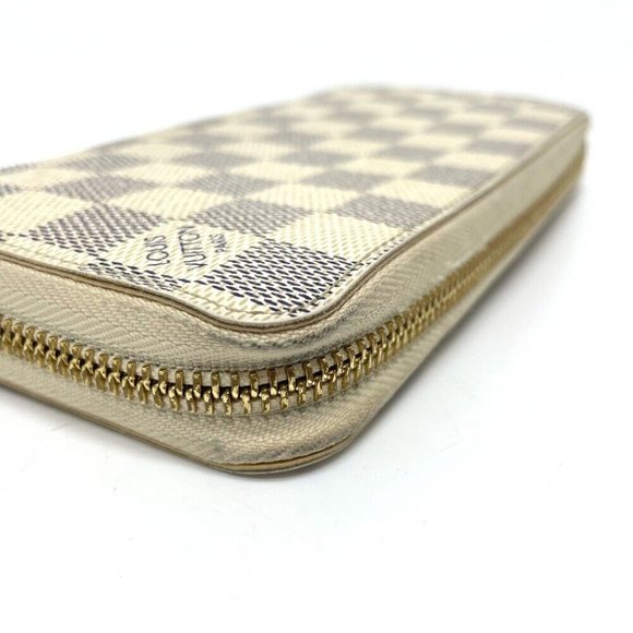 LOUIS VUITTON DamierAzur Zippy Wallet Zip Around Long Wallet White - Picture 9 of 12